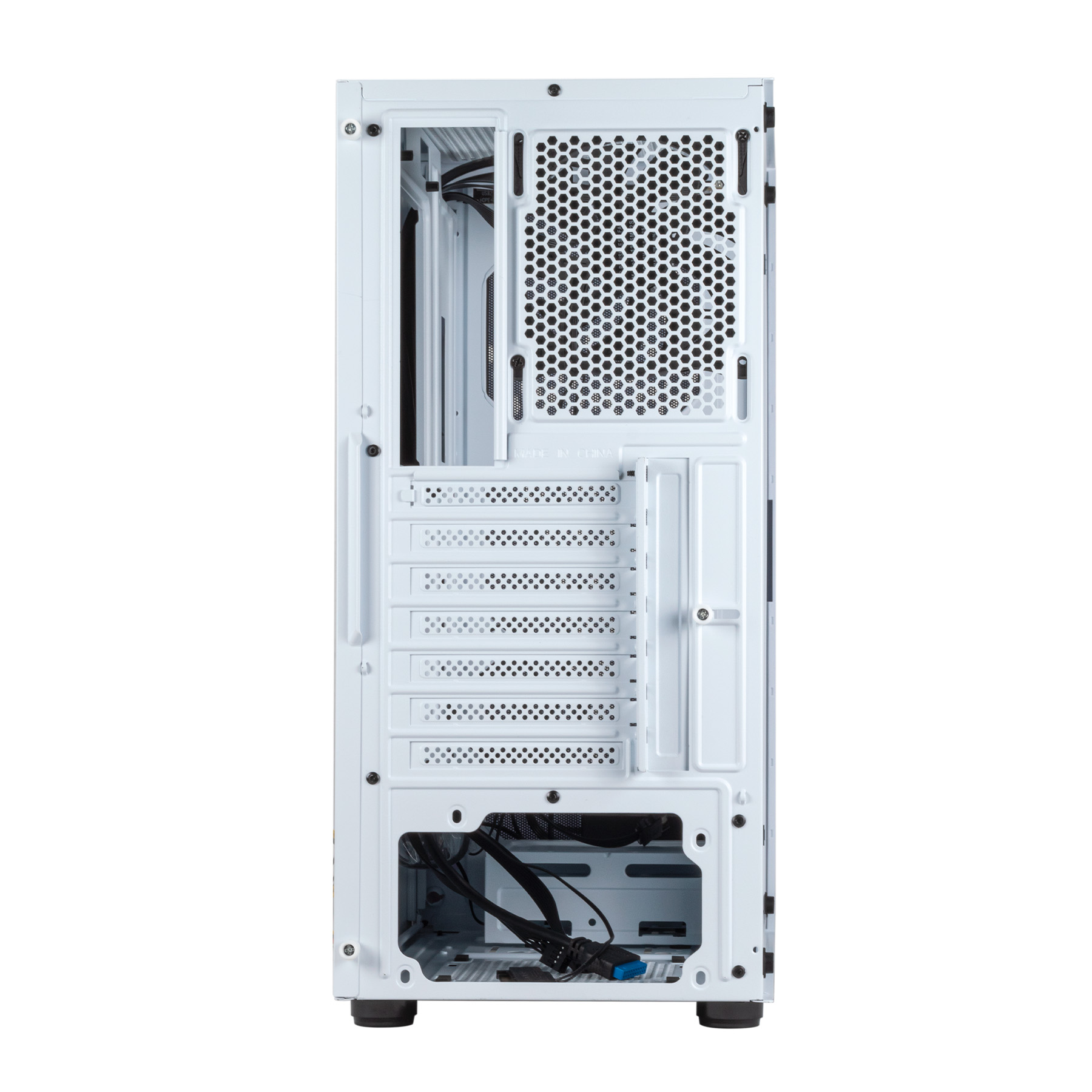 El triángulo frontal retroiluminado, conformado por múltiples rombos de colores, le da una apariencia supra-sensorial y única. La caja ATX DANUBE KOLPA White es una caja de gran formato que ofrece un interior versátil, con características de gama alta como un amplio espacio para albergar refrigeraciones líquidas, hasta 6 ventiladores y espacio para una tarjeta gráfica de 345 mm: libertad total para múltiples configuraciones y expansiones posteriores. A través del panel lateral, de vidrio templado, tendrás una vista clara de los componentes internos de tu setup.