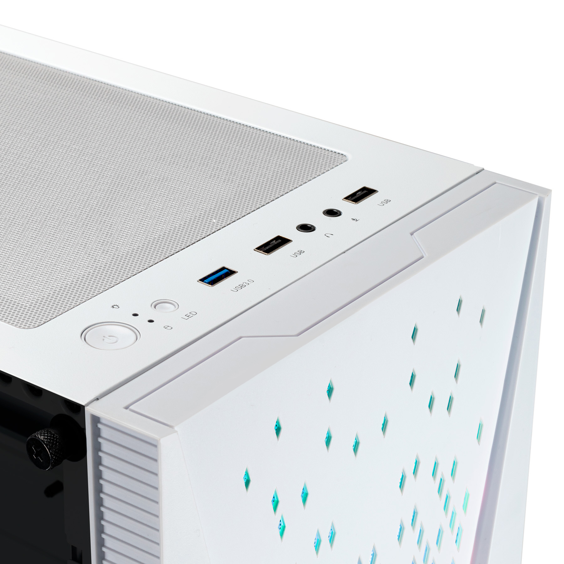 El triángulo frontal retroiluminado, conformado por múltiples rombos de colores, le da una apariencia supra-sensorial y única. La caja ATX DANUBE KOLPA White es una caja de gran formato que ofrece un interior versátil, con características de gama alta como un amplio espacio para albergar refrigeraciones líquidas, hasta 6 ventiladores y espacio para una tarjeta gráfica de 345 mm: libertad total para múltiples configuraciones y expansiones posteriores. A través del panel lateral, de vidrio templado, tendrás una vista clara de los componentes internos de tu setup.