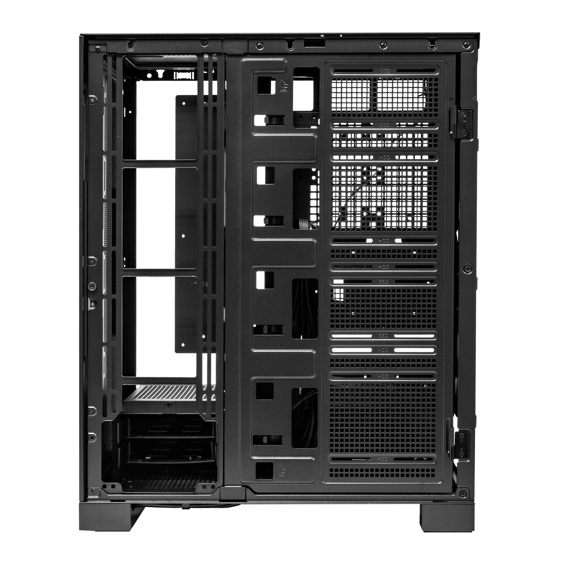 Caja AI Pro 100 preparada para dos GPU y con capacidad para 15 ventiladores y 8 discos.